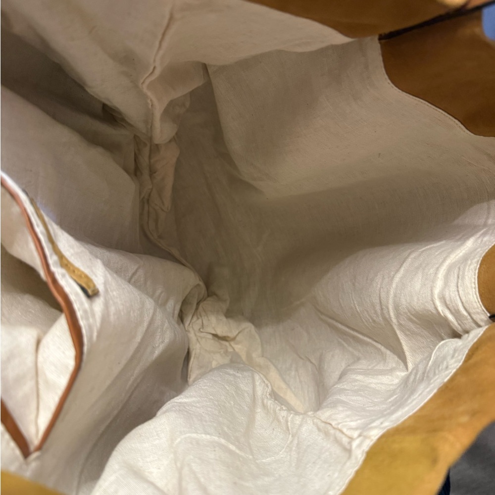 Zara Camel Suede Tote Bag with Tan Straps NWOT - Picture 5 of 5
